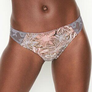 Victoria's Secret Metallic Brocade gray lace thong panty size medium
